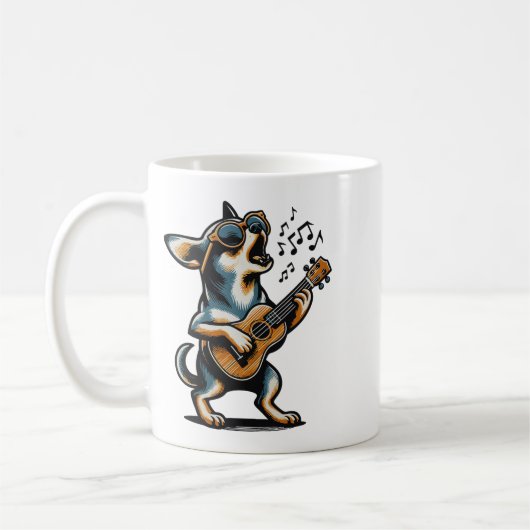 Mug Dog Playing Guitar Singing Chihuahua Funny Dog Mar (Gauche)