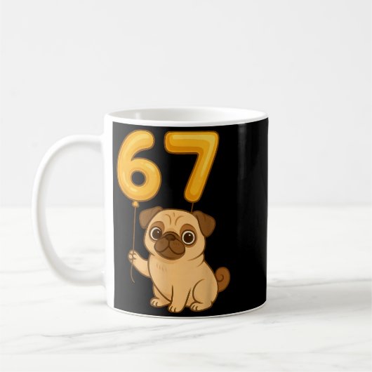 Mug Dog Pug 67 Meme Six Seven Balloon Funny Gen Alpha  (Gauche)