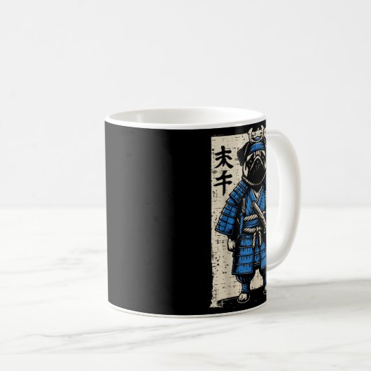 Mug Dog Pug Samurai Funny Japanese Warrior Art Men Wom (Devant droit)