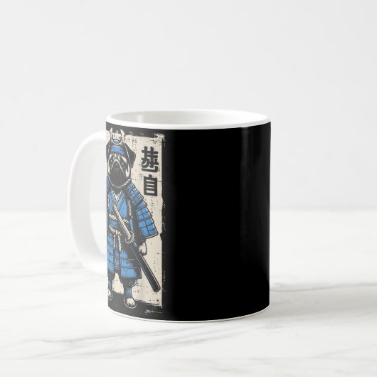 Mug Dog Pug Samurai Funny Japanese Warrior Art Men Wom (Devant gauche)