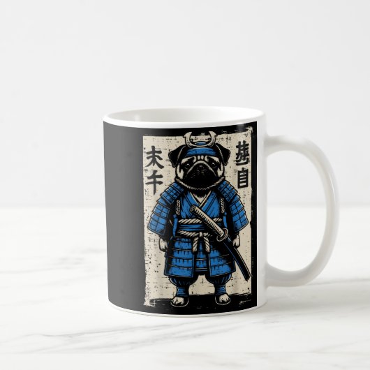 Mug Dog Pug Samurai Funny Japanese Warrior Art Men Wom (Droite)