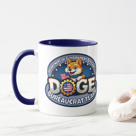 Mug DOGE Dept of Government Efficacité Bureaucrate Lar (Avec donut)