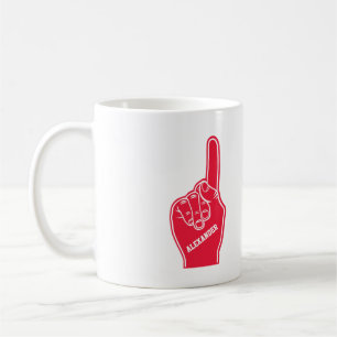 Mug Doigt en mousse de sport rouge personnalisé