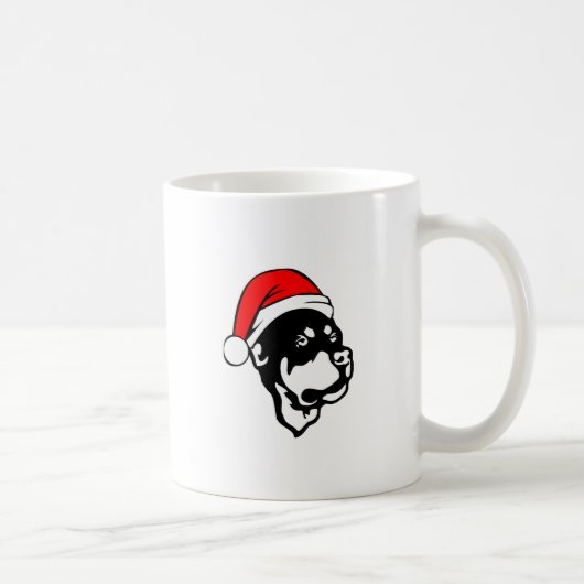 Mug Doigt Rottweiler portant le chapeau de Noël rouge (Droite)