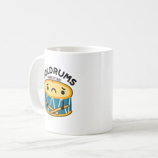 Mug Doldrums Drôle Sad Drummer Drum Pun (Devant gauche)
