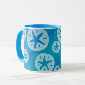 Mug Dollar de sable blanc et Motif bleu (Devant gauche)