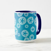 Mug Dollar de sable blanc et Motif bleu (Devant droit)