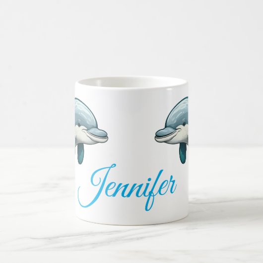 Mug Dolphin with custom Name blue sea animal design (Centre)