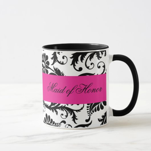 Mug Domestique noire, blanche, rose de damassé de (Droite)