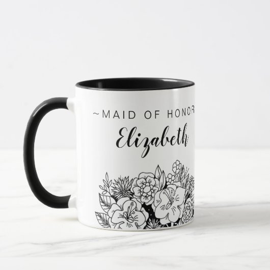 Mug DOMESTIQUE noire et blanche de bouquet d'HONNEUR (Gauche)