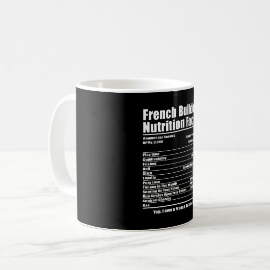 Mug Don de chien | French Bulldog Nutrition Facts (Devant gauche)