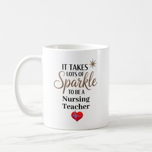 Mug Don de devis Sparkle pour enseignant en soins infi (Gauche)