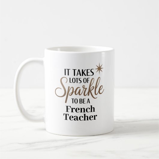 Mug Don de devis Sparkle pour enseignant français (Gauche)