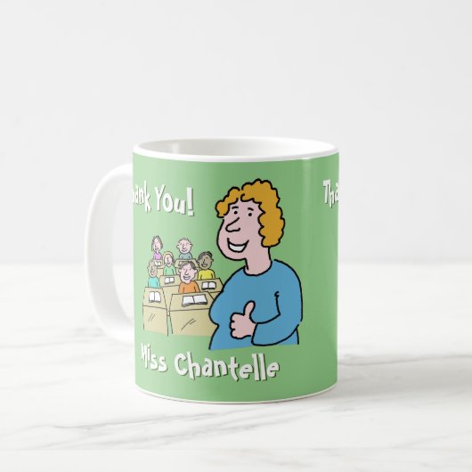 Mug Don de l'enseignant. Merci à une enseignante (Devant gauche)