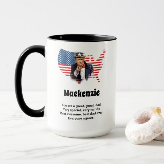 Mug Donald Trump Fête des pères Ajouter un nom Funny L (Avec donut)