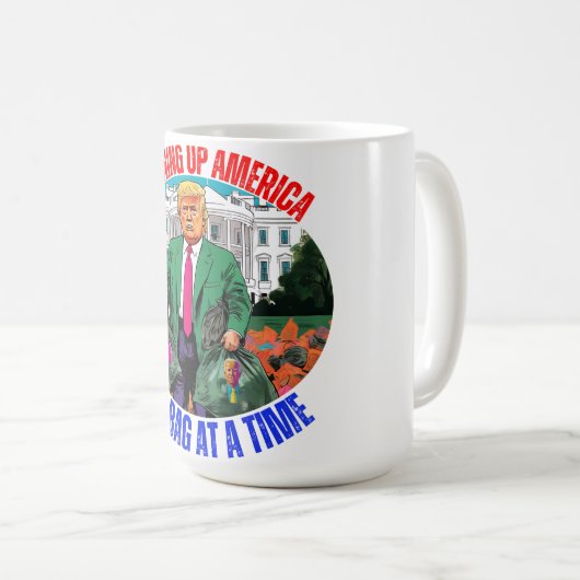 MUG DONALD TRUMP-NETTOYAGE DE L'AMÉRIQUE UN SAC À LA F (Devant droit)