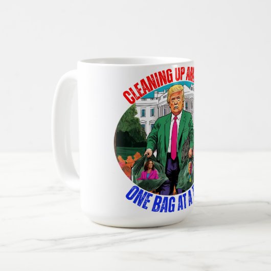 MUG DONALD TRUMP-NETTOYAGE DE L'AMÉRIQUE UN SAC À LA F (Devant gauche)