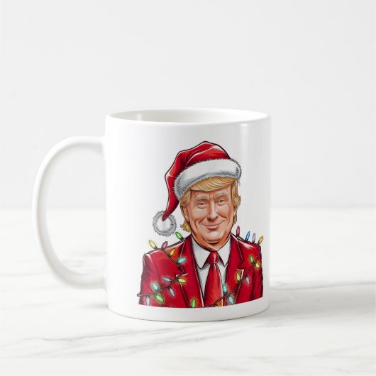 Mug Donald Trump Noël drôle MAGA Santa Hat (Gauche)