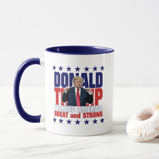 Mug Donald Trump - RENDANT L'AMÉRIQUE GRANDE et FORTE (Avec donut)