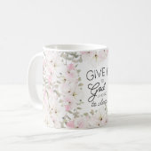 Mug "Donne-le à dieu" Floral Chrétien/Bible (Devant gauche)