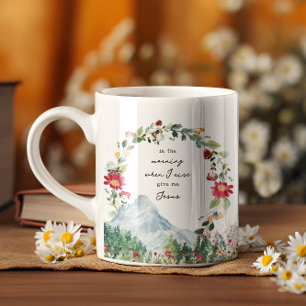 Mug Donne-moi Jésus Monogramme Fleur sauvage de mont