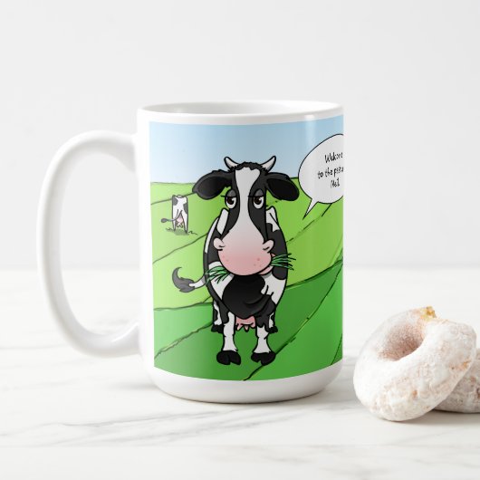Mug Dons de retraite amusants| Vaches sur le pâturage (Avec donut)
