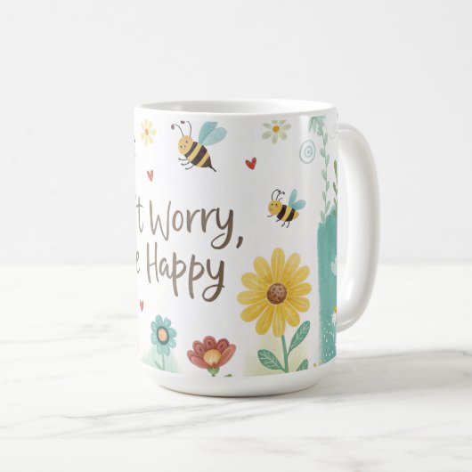Mug Don't Worry Bee Happy Cute Bee (Devant droit)