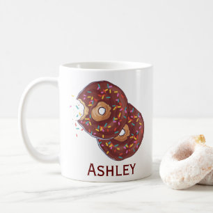 Mug Donut au chocolat double personnalisé avec arrosag