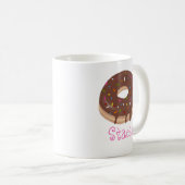 Mug Donut au chocolat Nom rose personnalisé Café (Devant droit)