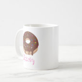 Mug Donut au chocolat Nom rose personnalisé Café (Devant gauche)