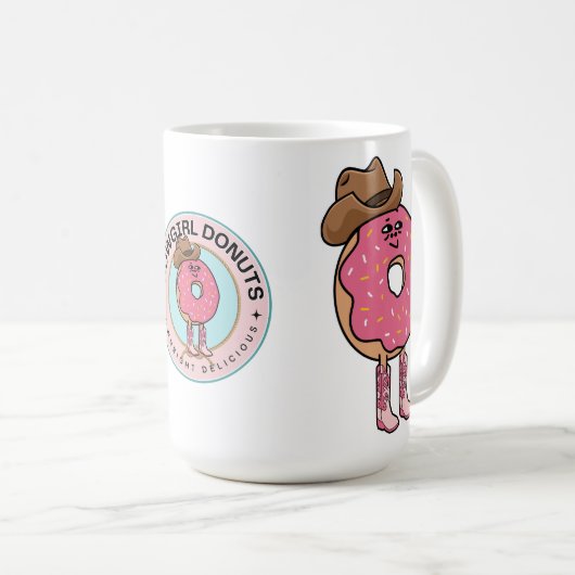 Mug Donut, Drôle Sprinkings Roses (Devant droit)