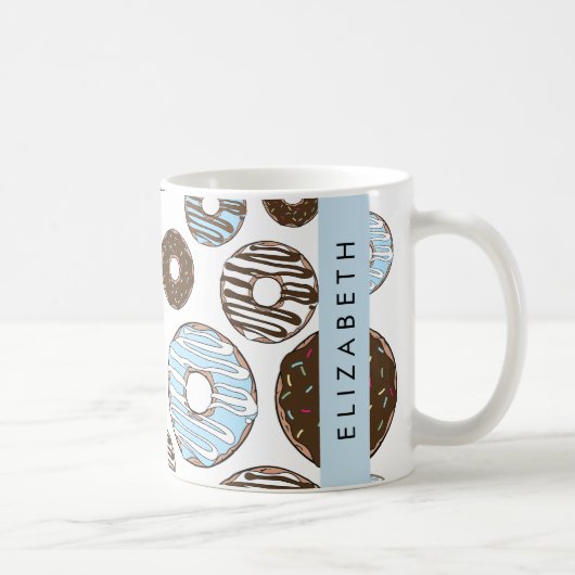 Mug Donuts Bleus, Donuts Brown, Sprinkings, Votre Nom (Droite)