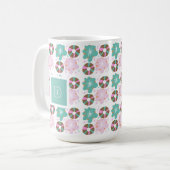 Mug Donuts Glaçage de Noël Doodles Roses Initiales (Devant gauche)