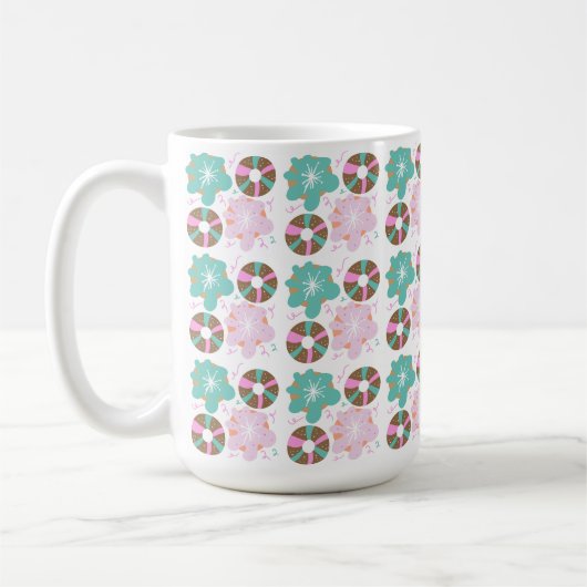 Mug Donuts glaçés de Noël gribouillis rose (Gauche)