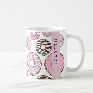 Mug Donuts Roses, Donuts Blancs, Sprinkings, Votre Nom