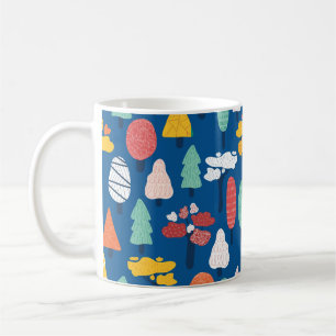 Mug Doodle arbres sans soudure vintage enfants motif.