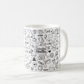 Mug Doodle Art de la vie sociale (Devant droit)