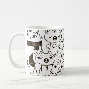 Mug Doodle chats : drôle de motif sans soudure.