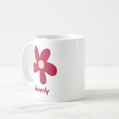 Mug Doodle de fleur rouge avec nom ou autre texte (Devant gauche)
