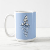 Mug Doodle de fusée bleue mignonne avec nom personnali (Gauche)