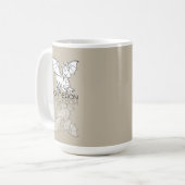 Mug Doodle de réflexion de dragon gris doux nom person (Devant gauche)
