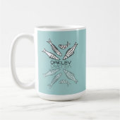 Mug Doodle de sardines bleues mignonnes avec nom perso (Gauche)