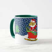 Mug Doodle doré de Noël personnalisé Père Noël Sleigh (Devant gauche)