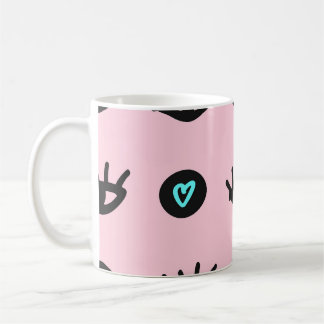 Mug Doodle Fille : Coeurs Des Yeux Sans Couleur.