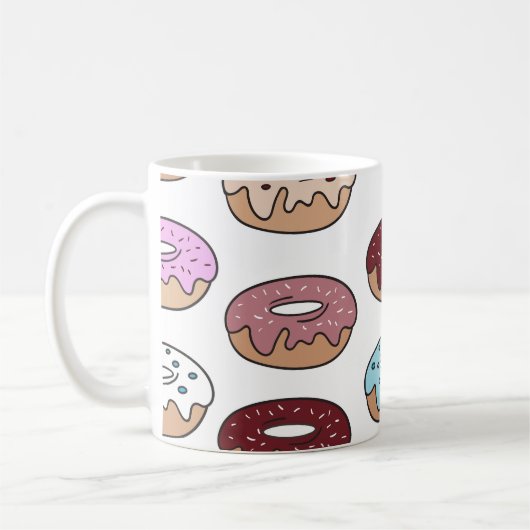 Mug Doodle Multi-Coloured Donuts Arrière - plan. (Gauche)