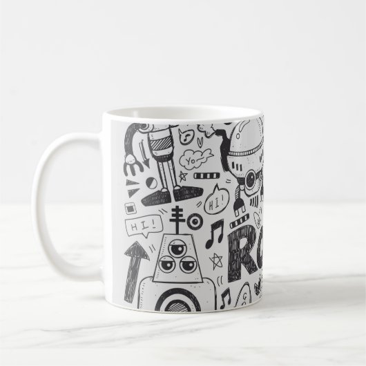 Mug doodle robot élément, illustrateur ligne outils ti (Gauche)