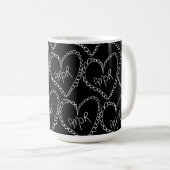 Mug Doodles Black Hearts Saint Valentin Rose (Devant droit)