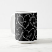 Mug Doodles Black Hearts Saint Valentin Rose (Devant gauche)