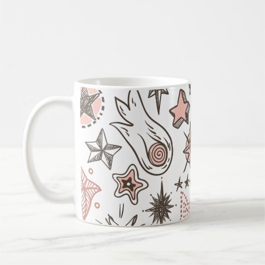Mug Doodles cosmiques : Étoiles et comètes (Gauche)