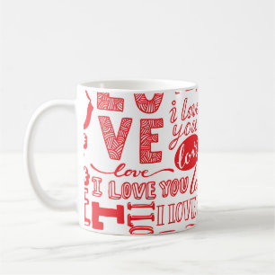 Mug Doodles d'amour dessinés à la main Arrière - plan 